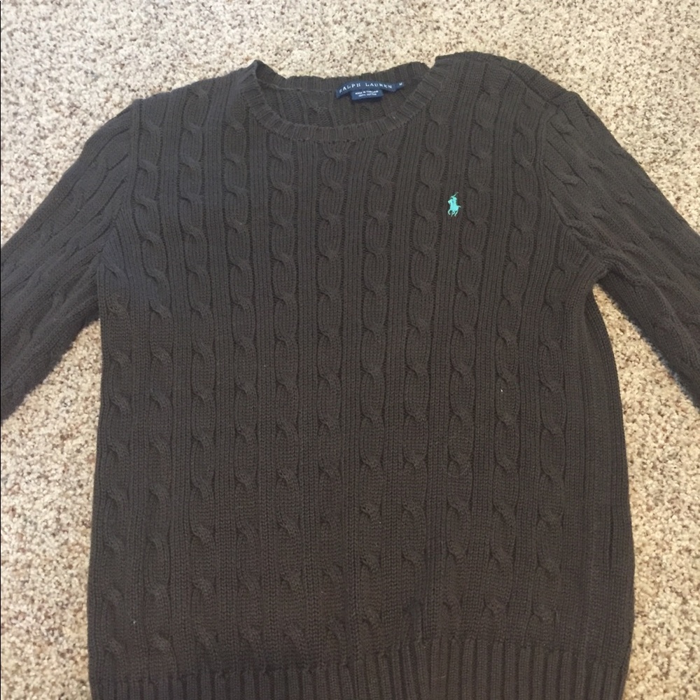 Ralph Lauren brown cableknit sweater